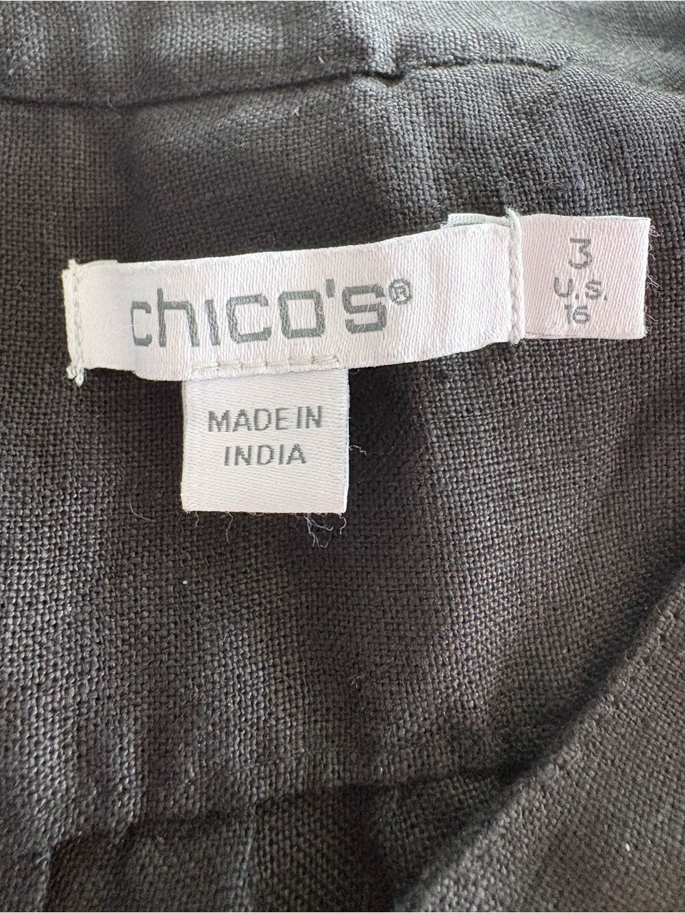 Chico's Size 3 (US 16) Black Linen Embroidered Sleeveless Maxi Dress Boho - Picture 2 of 8